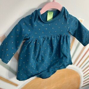 Teal Baby Dress with Gold Polka Dots